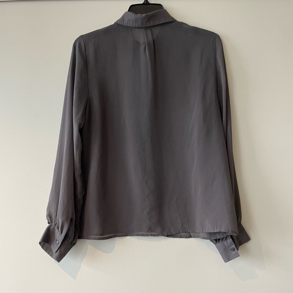 Sheer Gray Blouse with Rhinestone Collar - Picture 3 of 4